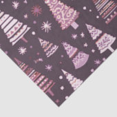 Papier Mousseline Noël aux arbres de Noël violets et blancs (Détail)