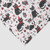 Papier Mousseline Noël aux chats noirs rétro (Détail)
