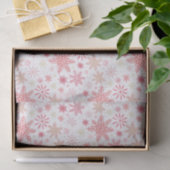 Papier Mousseline Noël aux flocons de neige rose pâle (Cadeau)