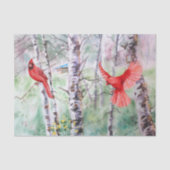 Papier Mousseline Noël Birch Tree Cardinal Bird Holiday (Recto)