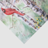 Papier Mousseline Noël Birch Tree Cardinal Bird Holiday (Détail)