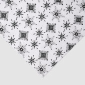 Papier Mousseline Noël Black Snowflakes Motif sans couture (Détail)