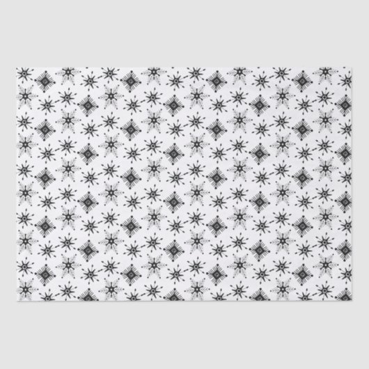 Papier Mousseline Noël Black Snowflakes Motif sans couture (Recto)