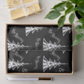 Papier Mousseline Noël blanc moderne Arbres Noir Noël (Cadeau)