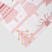 Papier Mousseline Noël blanc rose rennes et flocons de neige (Détail)