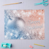 Papier Mousseline Noël bleu clair et corail (Artisanat)