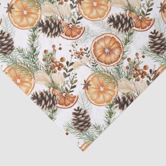 Papier Mousseline Noël botanique d'agrumes rustique (Détail)