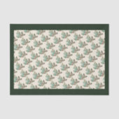 Papier Mousseline Noël botanique vert classique (Recto)