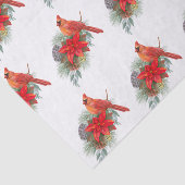 Papier Mousseline Noël Cardinal Rouge Poinsettia Aquarelle (Détail)