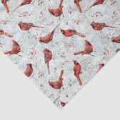 Papier Mousseline Noël Cardinal Rouge Snowy Pine Motif (Détail)