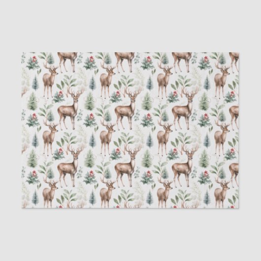 Papier Mousseline Noël Cerf Motif sans couture (Recto)