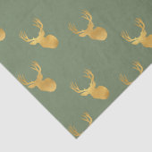 Papier Mousseline Noël Cerf Or Olive Vert Rustique (Détail)
