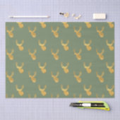 Papier Mousseline Noël Cerf Or Olive Vert Rustique (Artisanat)