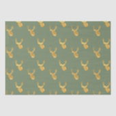 Papier Mousseline Noël Cerf Or Olive Vert Rustique (Recto)