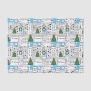Papier Mousseline Noël dans la ville Personnalisé à la main