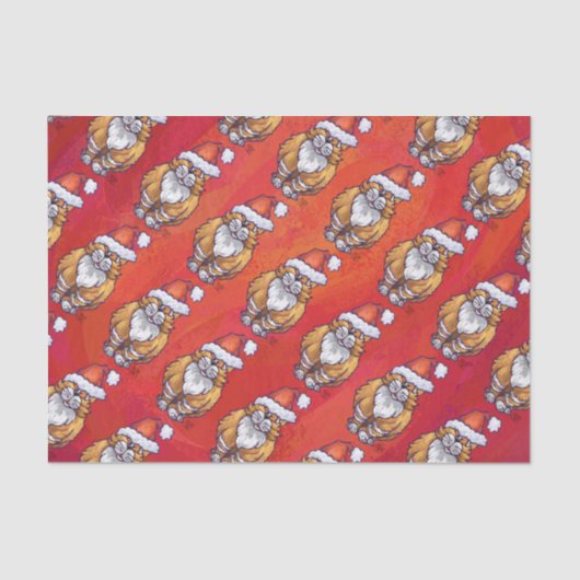 Papier Mousseline Noël de chat de gingembre sur le rouge (Recto)