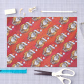 Papier Mousseline Noël de chat de gingembre sur le rouge (Artisanat)