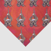 Papier Mousseline Noel de Chien À La Hache Sur Rouge (Détail)