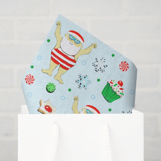 Papier Mousseline Noël de la nageur de Noël (Sac cadeau)