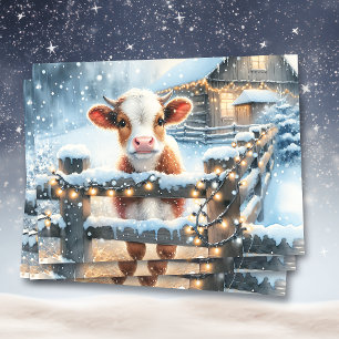 Papier Mousseline Noël de la vache festive mignonne