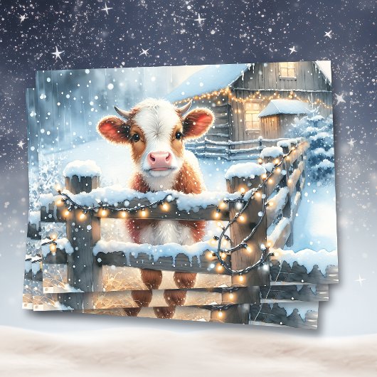 Papier Mousseline Noël de la vache festive mignonne