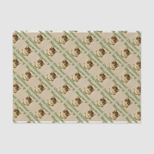 Papier Mousseline Noël de meow-y, animal drôle mignon de chat de (Recto)