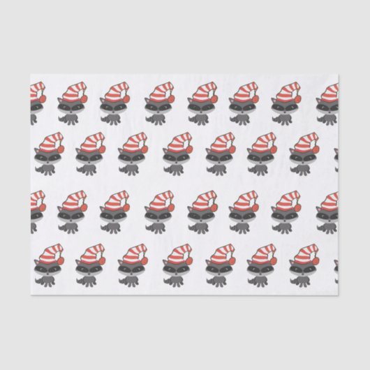 Papier Mousseline Noël de raton laveur de créature de région boisée (Recto)