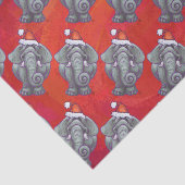 Papier Mousseline Noël des éléphants en rouge (Détail)