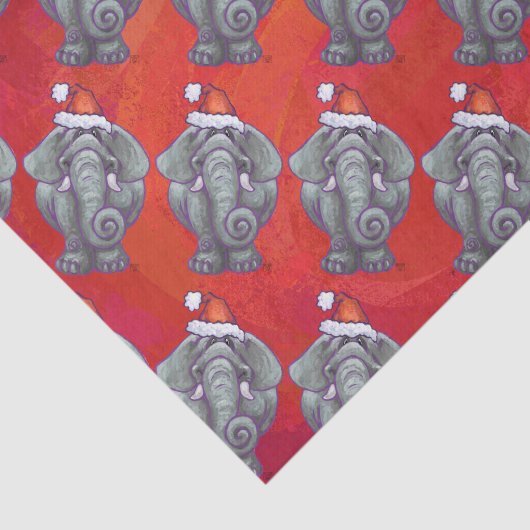 Papier Mousseline Noël des éléphants en rouge (Détail)