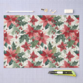 Papier Mousseline Noël des Poinsettias rouges (Artisanat)