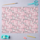 Papier Mousseline Noël des rennes Noël Motifs roses Noël (Artisanat)