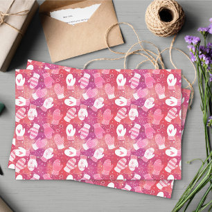 Papier Mousseline Noël d'hiver Mittens Motif en rose