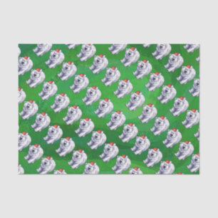 Papier Mousseline Noël d'ours blanc sur le vert