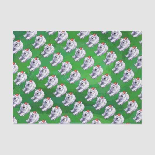 Papier Mousseline Noël d'ours blanc sur le vert (Recto)