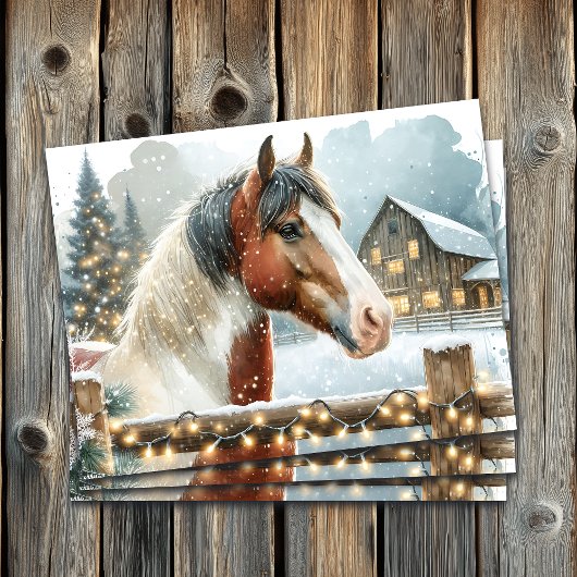 Papier Mousseline Noël du pays Cheval Brown et Blanc
