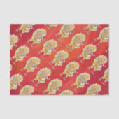 Papier Mousseline Noël Du Poulet Sur Rouge (Recto)