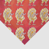 Papier Mousseline Noël Du Poulet Sur Rouge (Détail)