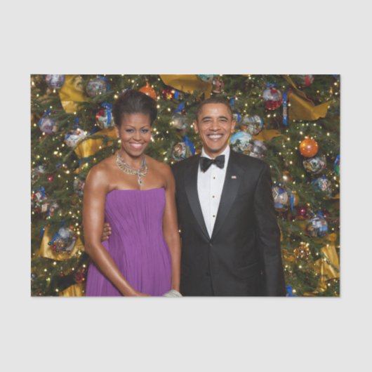 Papier Mousseline Noël du président Barack Obama et de Michelle (Recto)