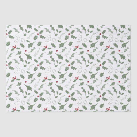 PAPIER MOUSSELINE NOËL ÉLÉGANT HOLLY (Recto)