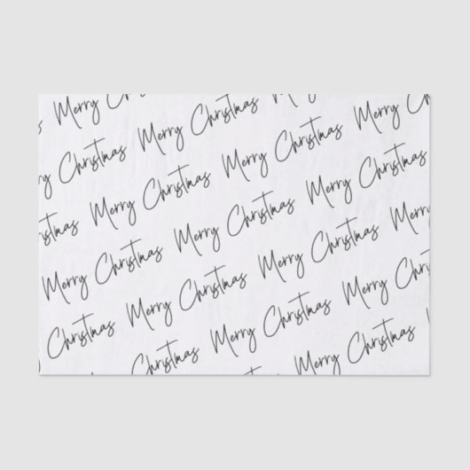 Papier Mousseline Noël Elégant noir blanc manuscrit Joyeux (Recto)