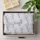 Papier Mousseline Noël Elégant noir blanc manuscrit Joyeux (Cadeau)