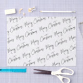 Papier Mousseline Noël Elégant noir blanc manuscrit Joyeux (Artisanat)