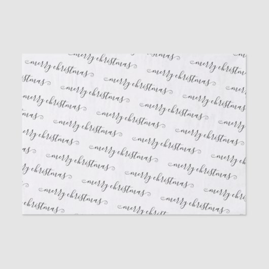 Papier Mousseline Noël Elégant noir blanc manuscrit personnalisé (Recto)