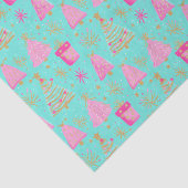 Papier Mousseline Noël festif rose et aqua (Détail)