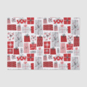 Papier Mousseline Noël Festif Rouge argent moderne Cadeaux (Recto)