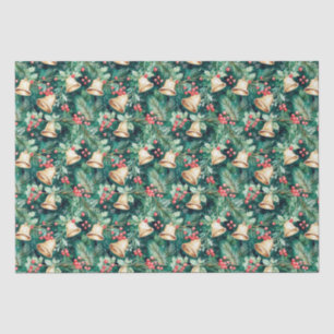 Papier Mousseline Noël Festive cloches et Holly