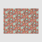 Papier Mousseline Noël Fête Florale Rouge (Recto)