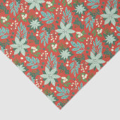 Papier Mousseline Noël Fête Florale Rouge (Détail)
