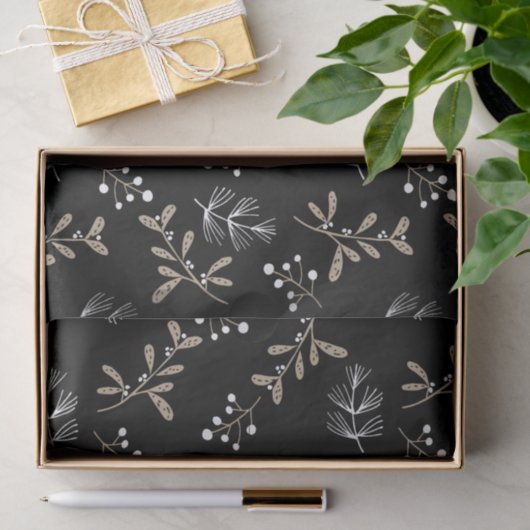 Papier Mousseline Noël floral rustique (Cadeau)
