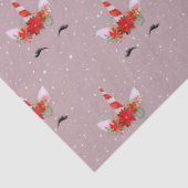 Papier Mousseline Noël Floral Unicorne Visages sur Découpage rose (Détail)